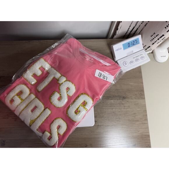 Simply Southern Sweatshirt M Pink LET’S GO GIRLS Sparkle Letter Cowboy Western - Picture 11 of 11